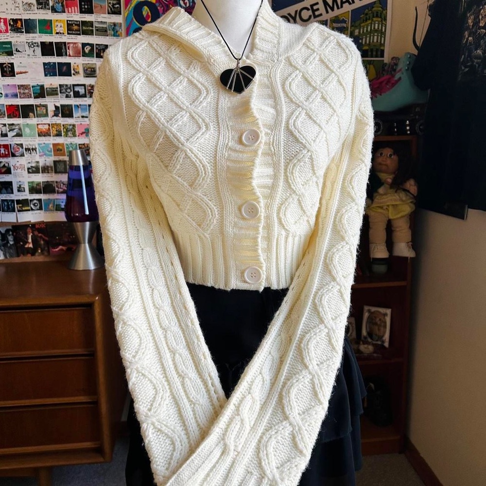 Coquette cream cable knit cardigan